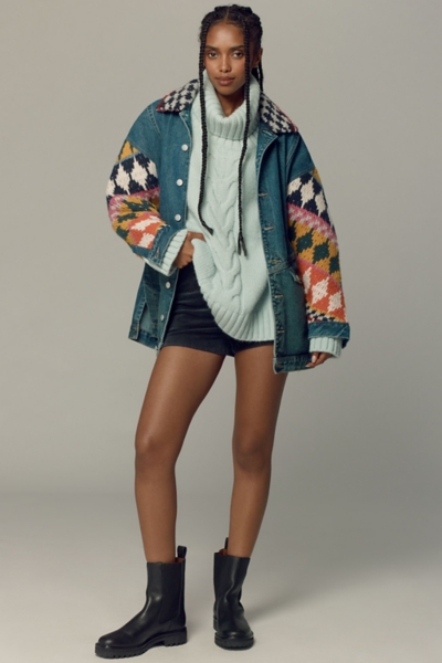 Crochet Denim Sweater Jacket | Nuuly
