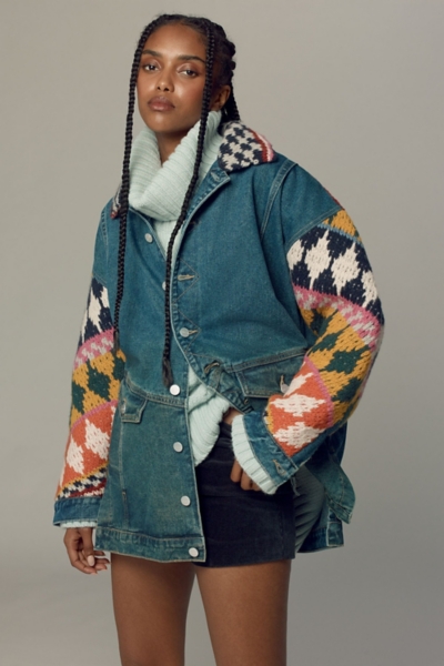 Crochet Denim Sweater Jacket | Nuuly