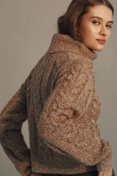 Shine Cable-Knit Turtleneck Sweater | Nuuly