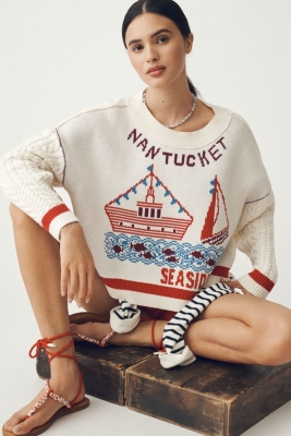 Graphic Cable-Knit Sweater