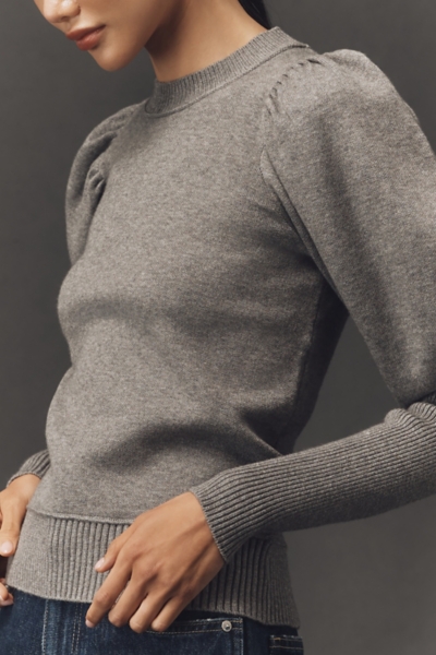 Puff-Shoulder Ribbed Sweater | Nuuly