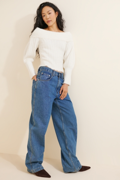 Lässige, einfarbige, schulter freie Pullover-Strick oberteile für Damen Alibaba