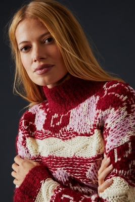 トップス rosyluce MESSAGE JACQUARD KNIT TOPS-GLAY rosyluce MESSAGE JACQUARD KNIT TOPS-GLAY
