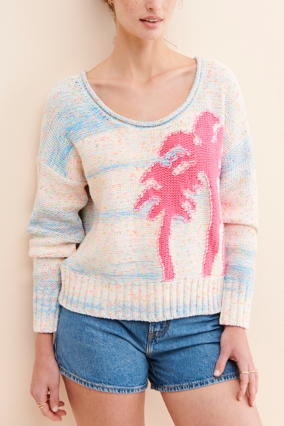 Palm Tree Boat-Neck Sweater | Nuuly