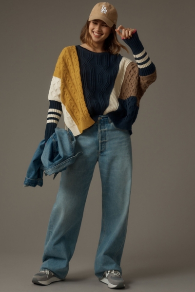 Colorblock Cable Sweater | Nuuly