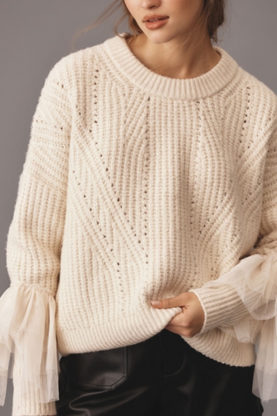 Tulle-Sleeve Sweater | Nuuly