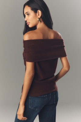 Cashmere Off-The-Shoulder Sweater Top