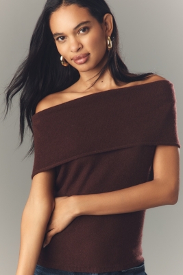 Cashmere Off-The-Shoulder Sweater Top