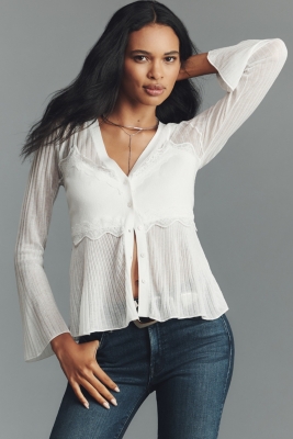 Sheer Lace Twofer Cardigan Sweater | Nuuly