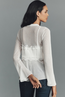 トップス muguet lace sheer cardigan white Sheer Lace Twofer Cardigan Sweater | Nuuly