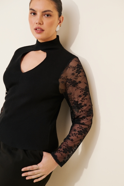Long-Sleeve Keyhole Lace Top | Nuuly