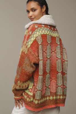 Faux-Fur Collar Cardigan Sweater | Nuuly