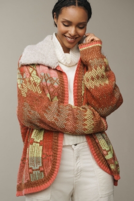 Faux-Fur Collar Cardigan Sweater | Nuuly