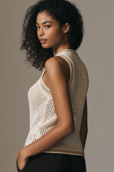 Mesh-Stitch Sleeveless Cardigan Sweater | Nuuly