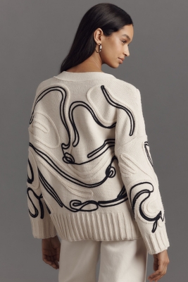 Oversized Embroidered Cardigan Sweater | Nuuly