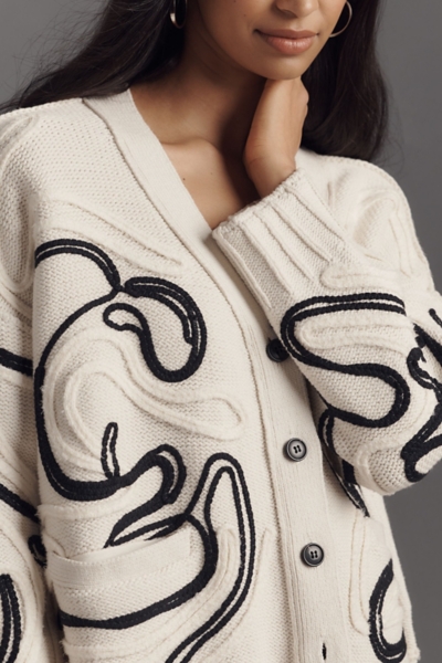 Oversized Embroidered Cardigan Sweater | Nuuly