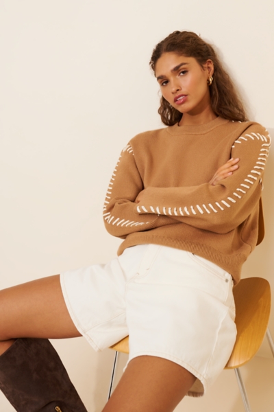 Mock-Neck Whipstitch Sweater | Nuuly