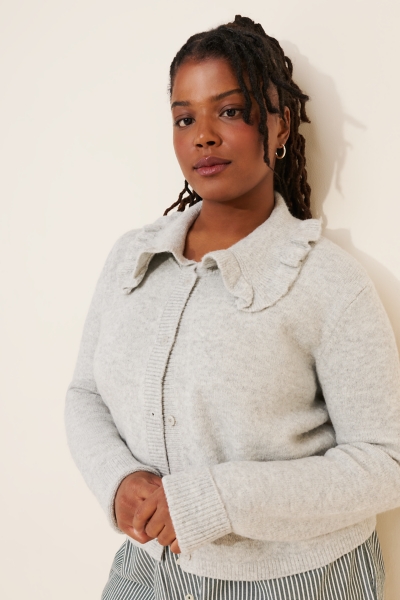 The Ainsley Ruffle-Collar Cardigan Sweater | Nuuly