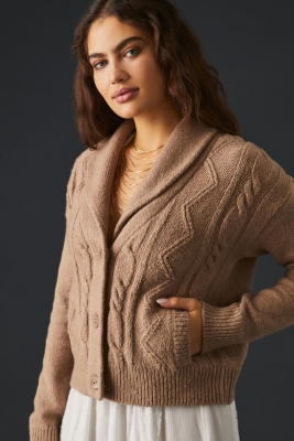 【2plan】Series cable collar knitwear cardigan Collared Cable-Knit Cardigan | Nuuly