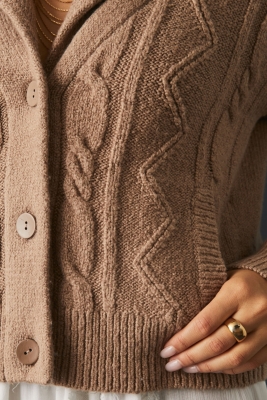 【2plan】Series cable collar knitwear cardigan Collared Cable-Knit Cardigan | Nuuly