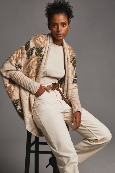 Metallic Stitched Floral Cardigan | Nuuly