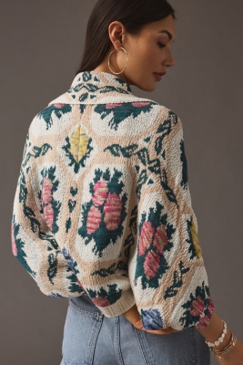 By Anthropologie Floral Cocoon Cardigan Sweater