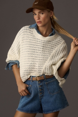 Distressed Asymmetrical Open-Stitch Sweater | Nuuly
