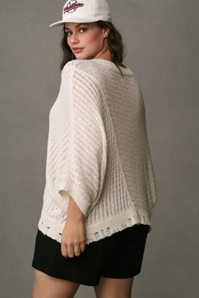 Distressed Asymmetrical Open-Stitch Sweater | Nuuly