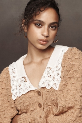 Balloon-Sleeve Collared Cardigan Sweater Nuuly