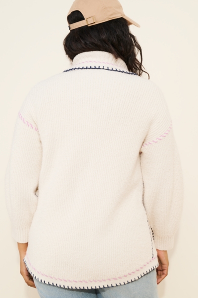 Collared Whipstitch Open Cardigan Sweater | Nuuly