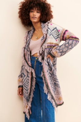 PERVERZE◆cut fringe knit cardigan/フリンジ/カーディガン(厚手)/0118030510 CW1444PT9_HTOA-
