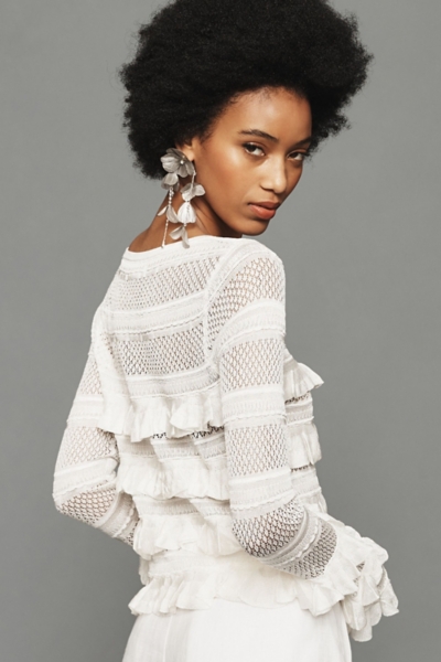 Ruffle Open-Knit Sweater | Nuuly