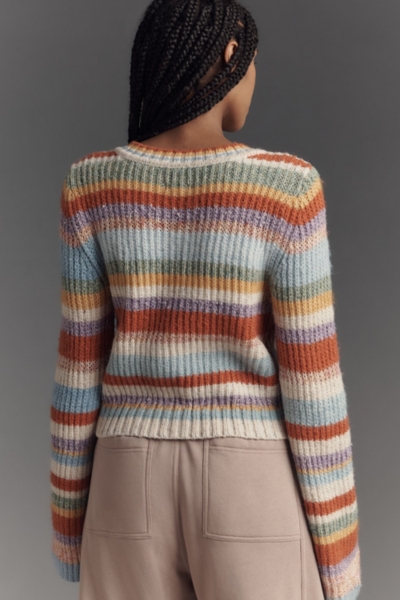 Ribbed Multi-Stripe Cardigan Sweater | Nuuly
