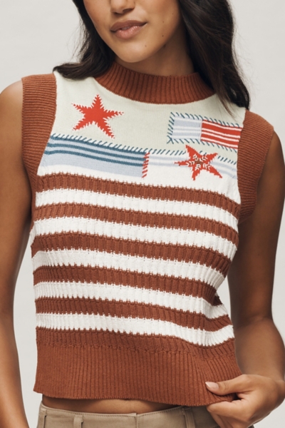 Mixed Print Sleeveless Linen Blend Sweater | Nuuly