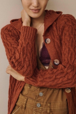 Hooded Cable Knit Cardigan | Nuuly