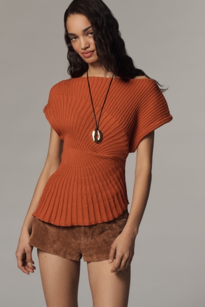 ASYMMETRY KNOT SLEEVE KNIT アイボリー Long Sleeve Asymmetric Neck Top In Cream Knit | EGO US | EGO