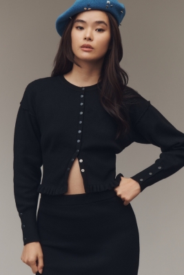 Crew-Neck Fitted-Waist Cardigan Sweater | Nuuly