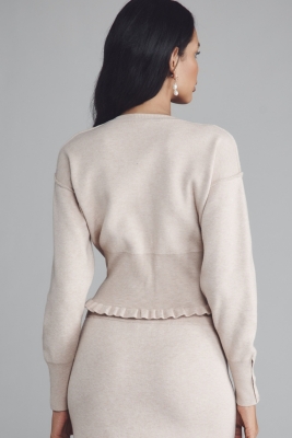 Crew-Neck Fitted-Waist Cardigan Sweater