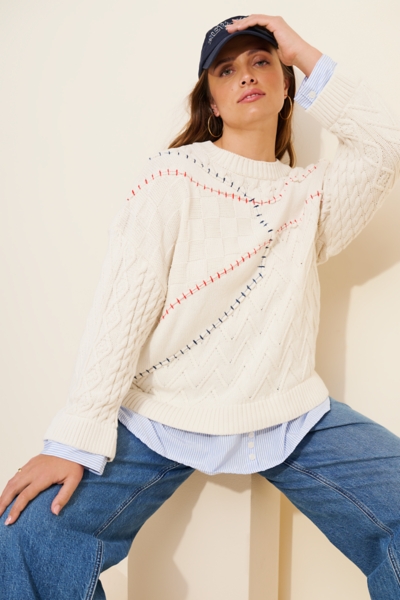 Twofer Cable Knit Pullover | Nuuly