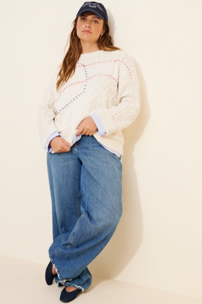 Twofer Cable Knit Pullover | Nuuly