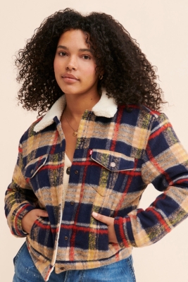 Plaid trucker jacket deals