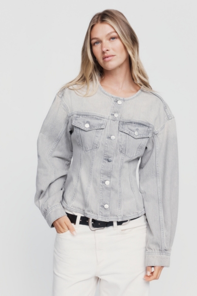 Cotton Collarless Peplum Jacket | Nuuly