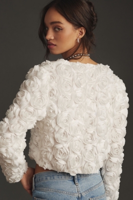 Floral Appliqué Cropped Jacket