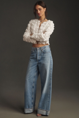 Floral Appliqué Cropped Jacket