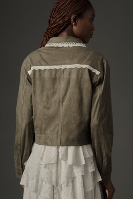 Lace-Trim Vegan-Suede Jacket | Nuuly
