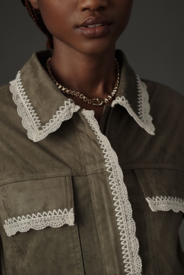 Lace-Trim Vegan-Suede Jacket | Nuuly