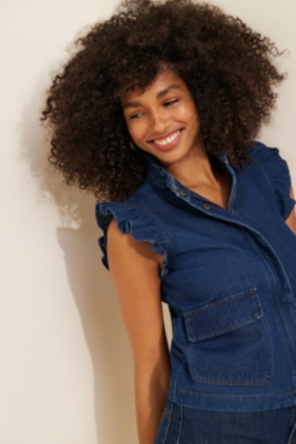 Ruffled Denim Utility Vest | Nuuly
