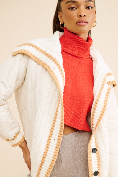 Quilted Cable Sweater Jacket | Nuuly
