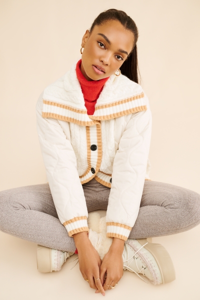 Quilted Cable Sweater Jacket | Nuuly