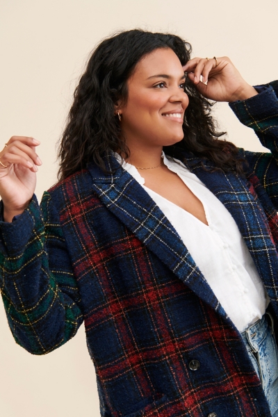 Contrast Plaid Coat | Nuuly